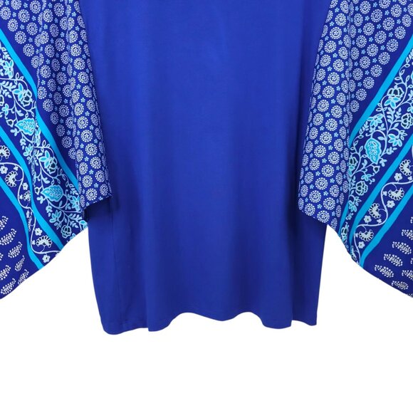 Chicos Pullover Top Womens 2 US L Paisley Handkerchief Batwing Sleeve Keyhole - Picture 14 of 16